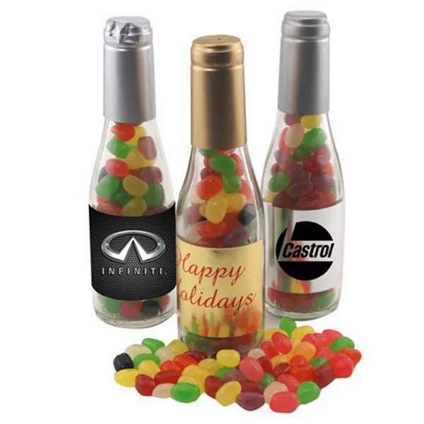 Champagne Bottle w/ Teenee Beanee Jelly Beans 8" - Bottle Openers Now