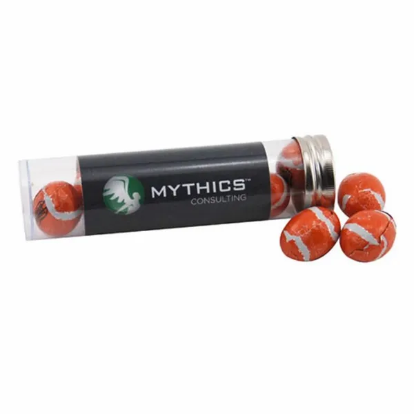Tube with Chocolate Footballs - TRB650 - Bottle Openers Now