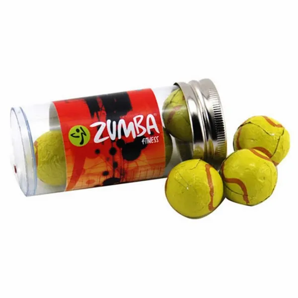 Tube with Choc Tennis Balls - TRB610 - Bottle Openers Now
