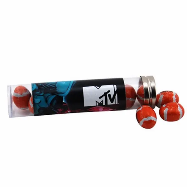 Tube with Chocolate Footballs - TRB660 - Bottle Openers Now