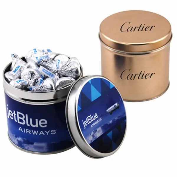 Round Tin with Hershey Kisses - Bottle Openers Now