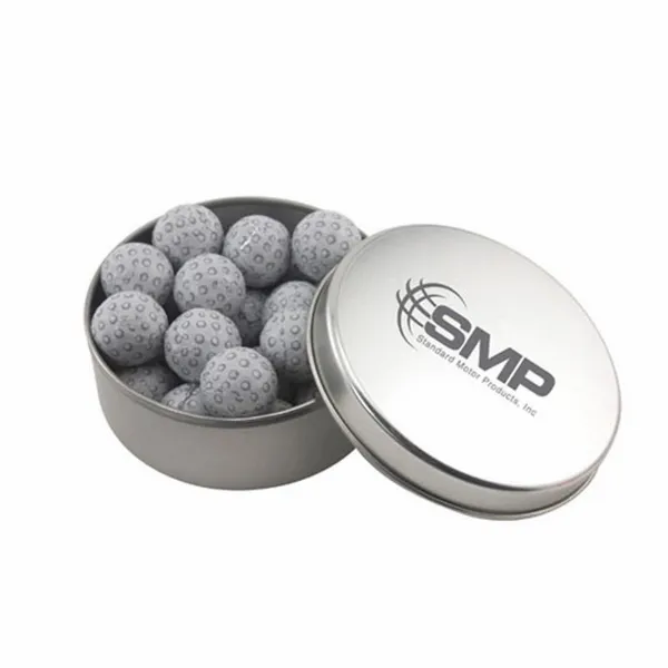 Round Tin with Chocolate Golf Balls - SBF3000 - Bottle Openers Now
