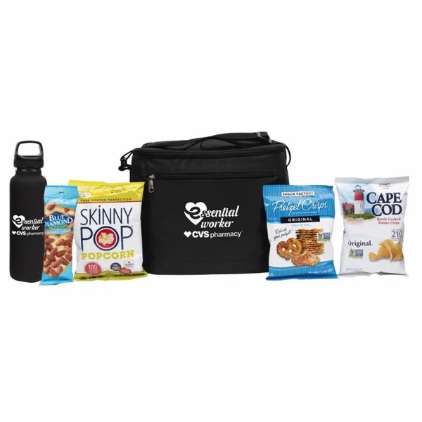 Deluxe Appreciation Cooler Water Bottle Set With Snacks - Bottle Openers Now