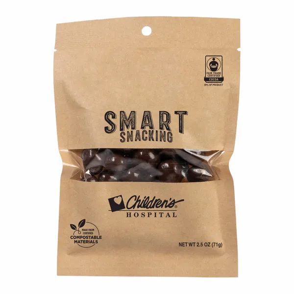 FairTrade Dark Chocolate Almonds in Compostable Kraft Pouch - Bottle Openers Now