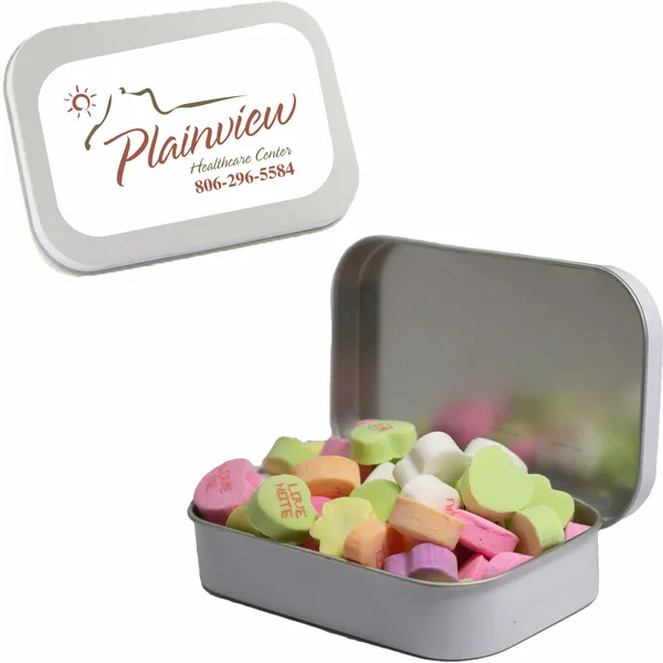 Large Mint Tin with Conversation Hearts - Bottle Openers Now