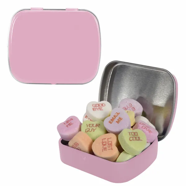 Small Mint Tin with Conversation Hearts - Bottle Openers Now