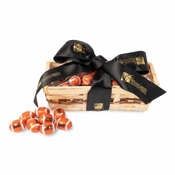 Gift Basket with Chocolate Footballs - Bottle Openers Now