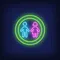 Boy & Girl Silhouettes Circle Neon Sign - Bottle Openers Now