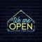 We Are Open Blue and Yellow Neon Sign - Bottle Openers Now