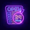 Retro Open 24 Hours Neon Sign - Bottle Openers Now