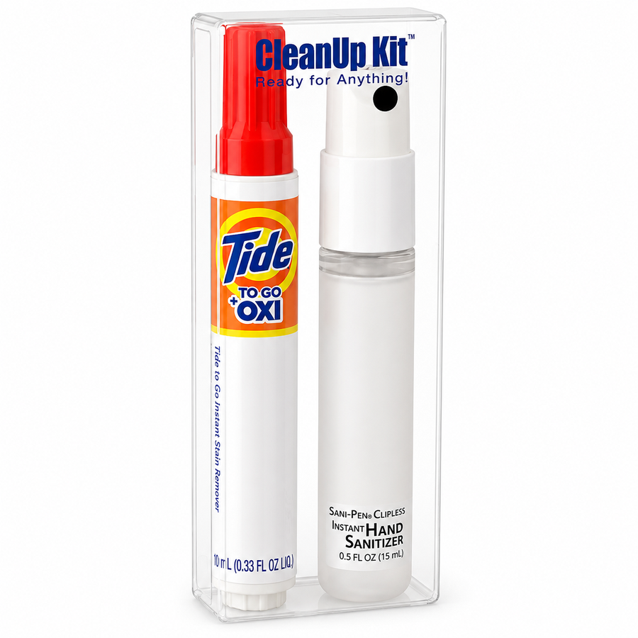 CleanUp Kit - Tide® to Go + Oxi and Sani-Pen® Clipless™ Travel Kits - Bottle Openers Now