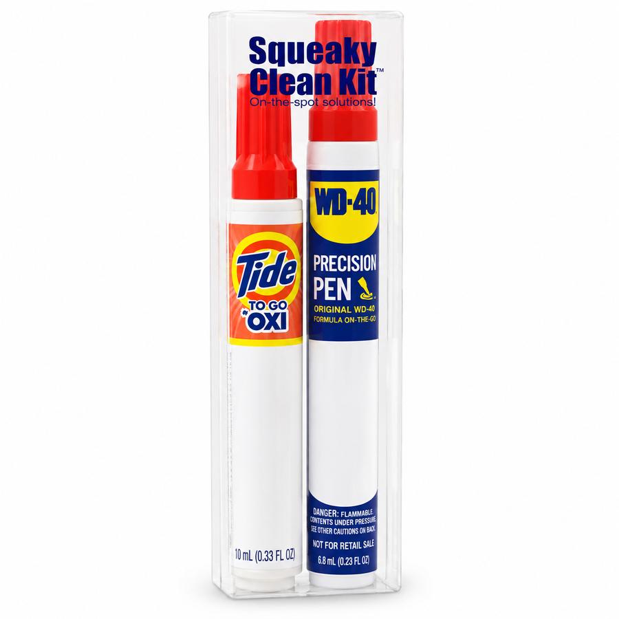 Squeaky Clean Kit - WD-40® Precision Pens and Tide® to Go + Oxi Travel Kits - Bottle Openers Now