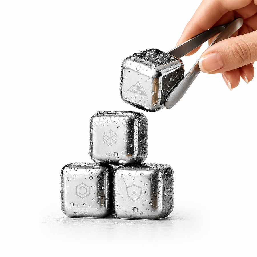 Silver Stainless Steel Ice Cubes - Bottle Openers Now