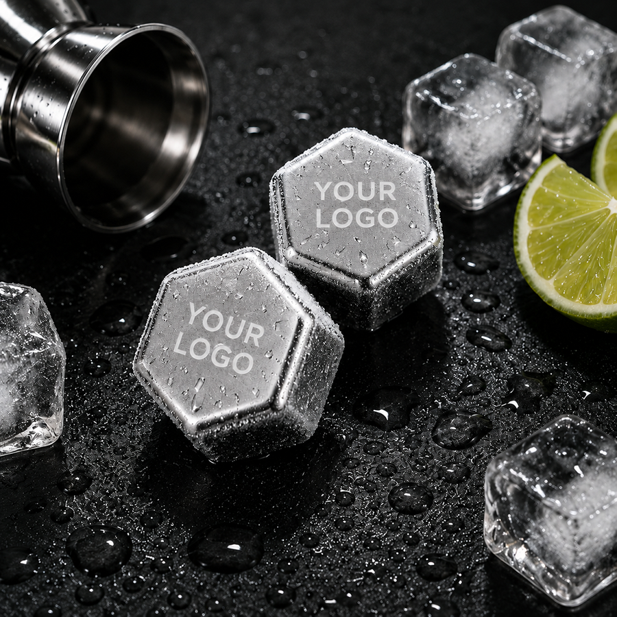 Hexagon Stainless Steel Ice Cubes - Bottle Openers Now