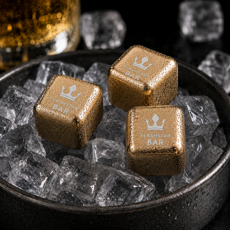 Gold Stainless Steel Ice Cubes - Bottle Openers Now