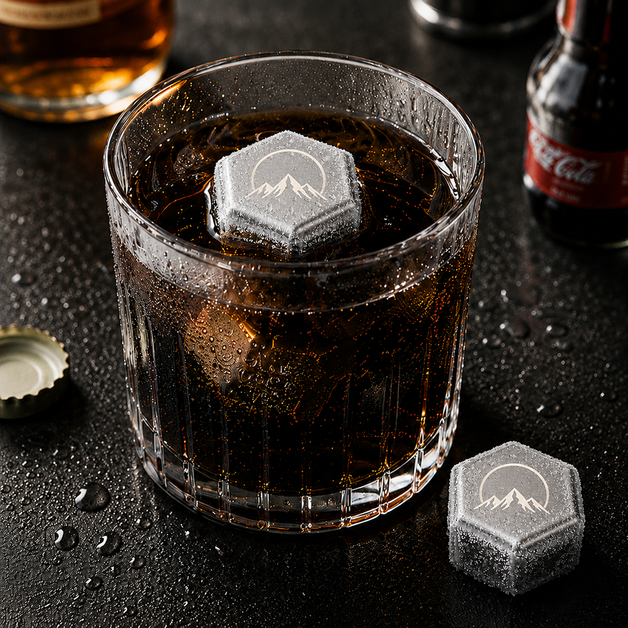 Hexagon Stainless Steel Ice Cubes - Bottle Openers Now