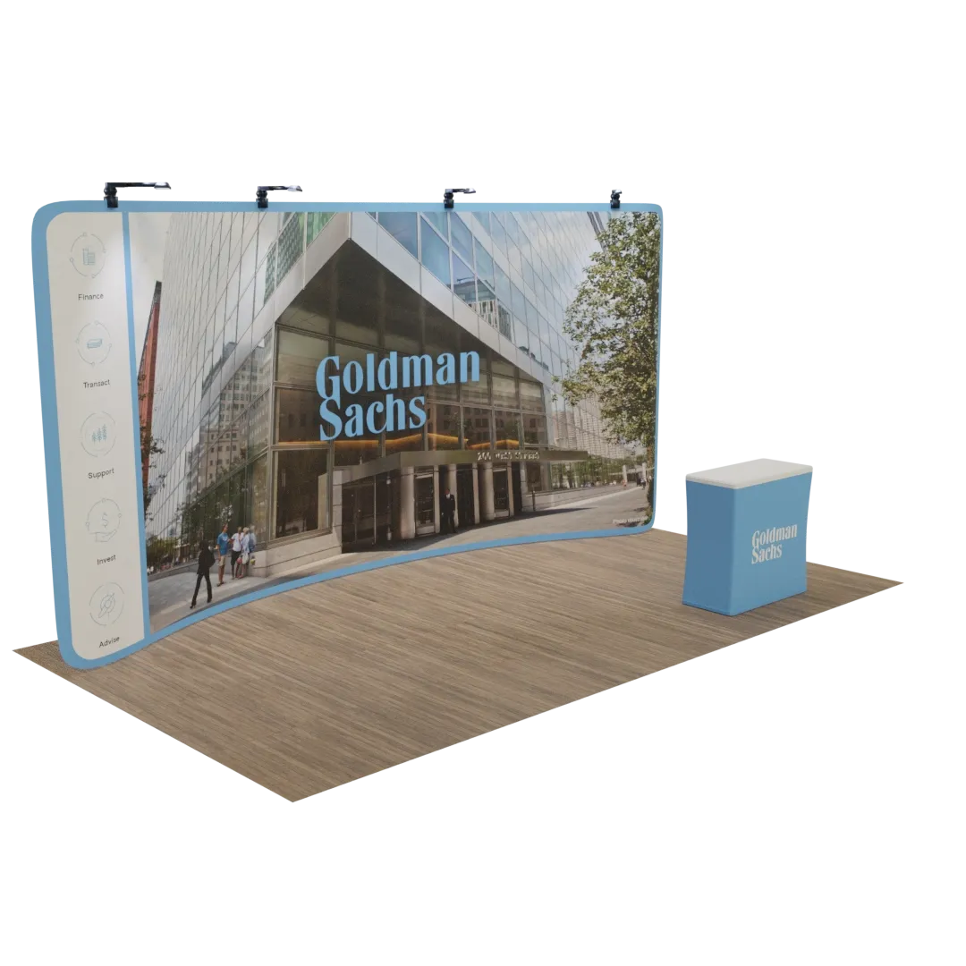 Custom Curved Zip Up Trade Show Display 20' x 8' - Bottle Openers Now
